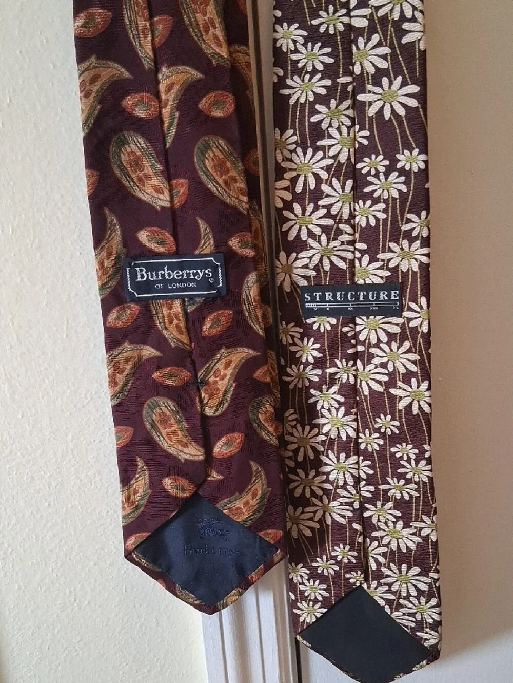 Men's Brown Patterned Neckties Set - Floral and Paisley